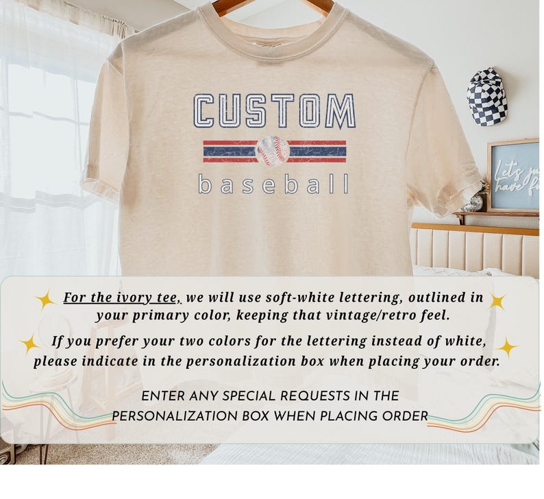 Comfort Colors Custom Cropped TShirt Baseball Team Shirt Retro Design Letters Team Tee Shirt Gift for Player Distressed Baseball Boxy Tee image 9