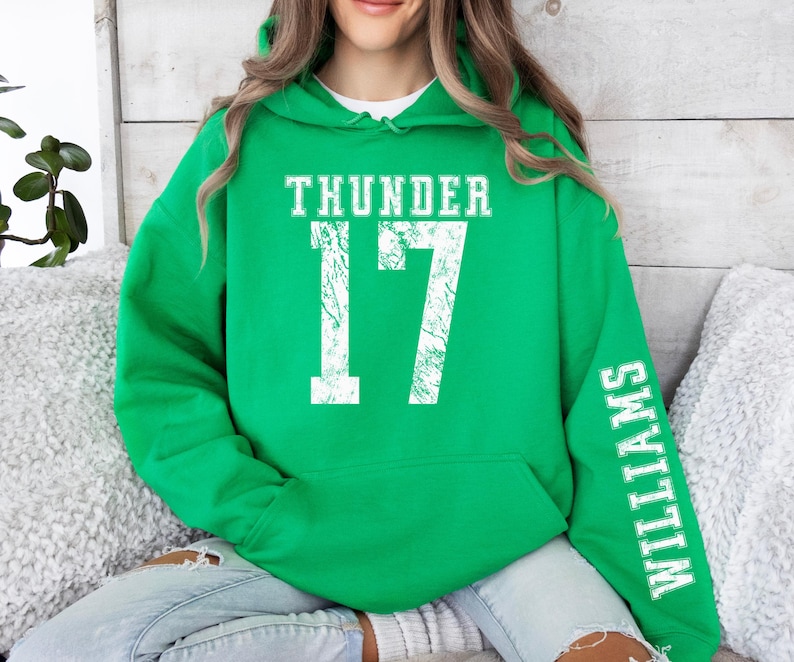 Custom Number Shirt Game Day, Name on Sleeve Sweater, Basketball Mom Shirt, Football Fan Hoodie for Her, Mama Hoodie with Names, Number Tee image 20
