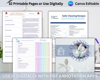 Home Cleaning Checklist: Editable Digital Planner for Goodnotes, Notability & iPad