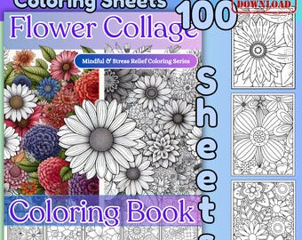 Flower Coloring Page Printable Art Mindfulness Practice Stress Relief Therapeutic Activity Adult Relaxation Creative Meditation Botanical