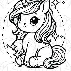 Unicorn Coloring Book Kids Activity Page Printable Kawaii Design Cute Magical Creature Fantasy Illustration Art Project Girl Birthday Gift image 7