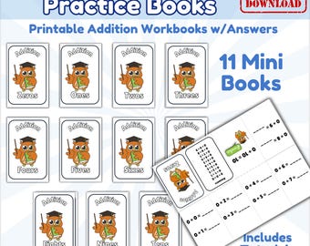 Printable Math Workbook Addition Practice Kindergarten Fact Activities Elementary Education Classroom Resource Homeschool Curriculum Digital