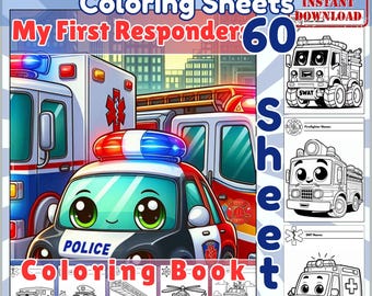 Emergency Vehicle Coloring Page Printable Police Car Fire Truck Ambulance Drawing Activity Book Toddler Busy Boys Digital Download