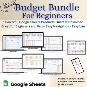 Budget Spreadsheet Financial Tracker, Sinking Funds Debt Pay Off and Money Management Google Sheet Planner