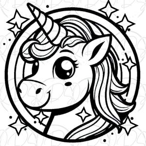 Unicorn Coloring Book Kids Activity Page Printable Kawaii Design Cute Magical Creature Fantasy Illustration Art Project Girl Birthday Gift image 8