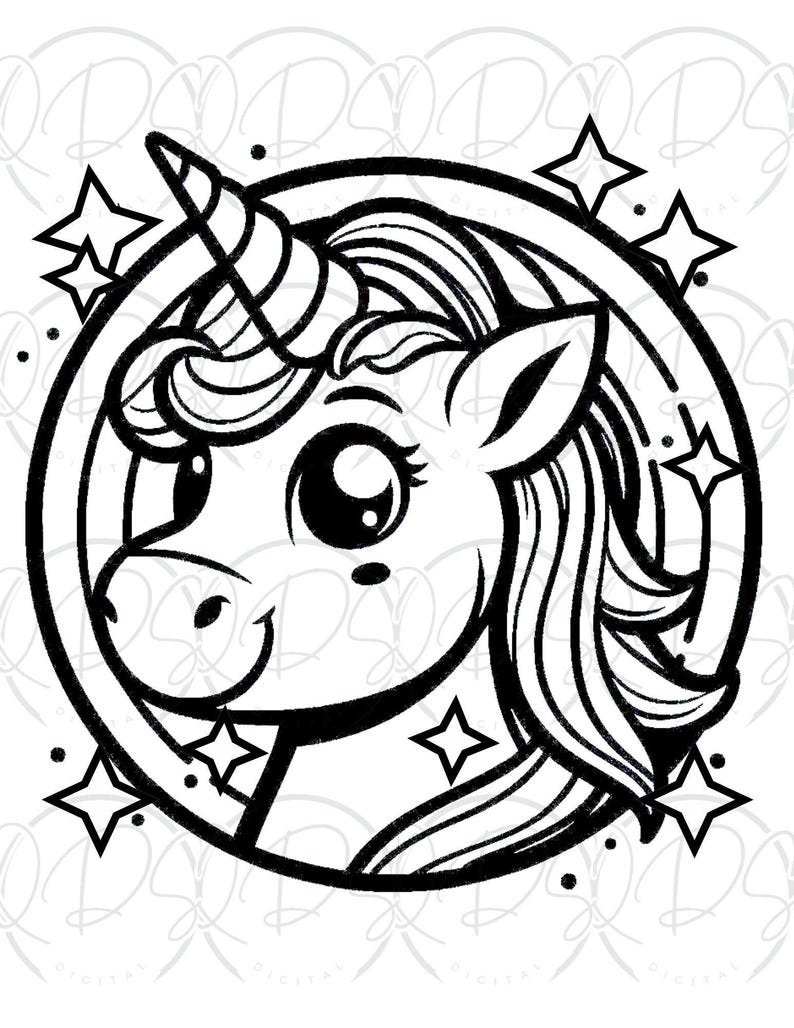 Unicorn Coloring Book Kids Activity Page Printable Kawaii Design Cute Magical Creature Fantasy Illustration Art Project Girl Birthday Gift image 8