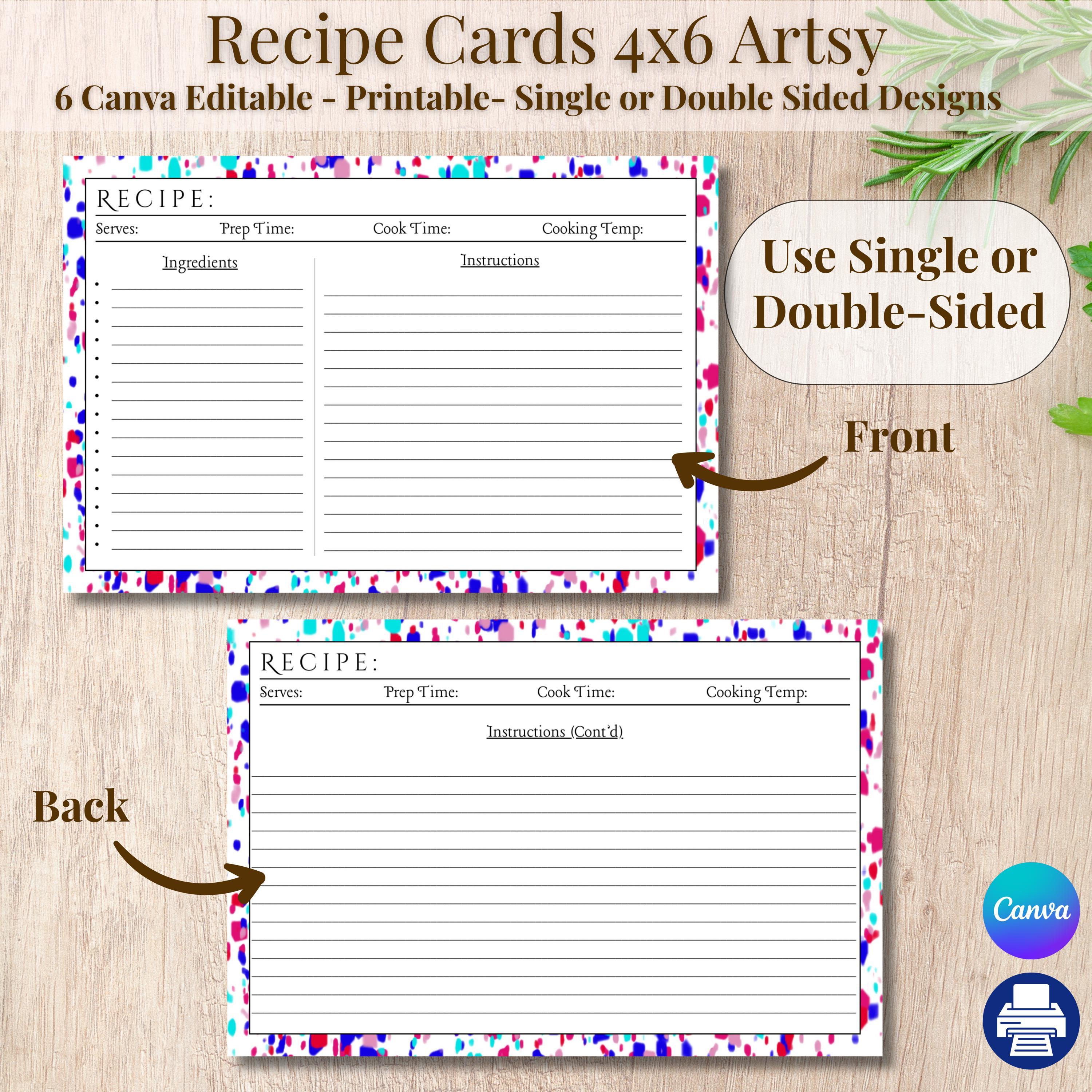 Printable Recipe Card Template Design Kitchen Printable Cooking ...