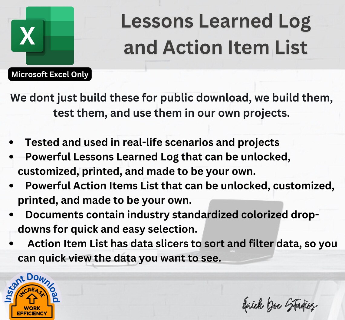 Project Management Template Lessons Learned Log Excel Action Tracker ...