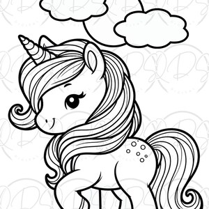 Unicorn Coloring Book Kids Activity Page Printable Kawaii Design Cute Magical Creature Fantasy Illustration Art Project Girl Birthday Gift image 10