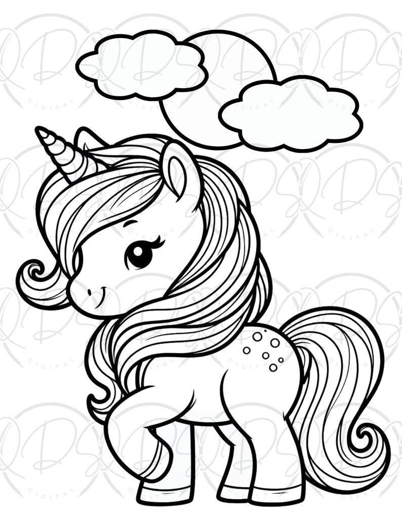 Unicorn Coloring Book Kids Activity Page Printable Kawaii Design Cute Magical Creature Fantasy Illustration Art Project Girl Birthday Gift image 10