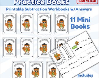 Printable Subtraction Workbook Math Practice Pdf Download Digital Resource Kindergarten Facts Activity Classroom Learning Elementary Mini