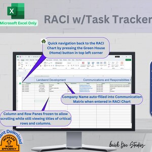 Project Management Excel Task Tracker, Raci Matrix Team Communication ...