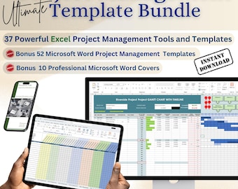 Project Management Template Kanban Board Planner Gantt Chart Excel Spreadsheet Task Tracker Digital Download Productivity System Team