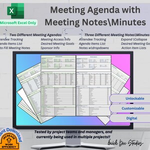 Meeting Notes Tracker Project Management Template Digital Organization System Business Discussion Organizer Professional Documentation Team