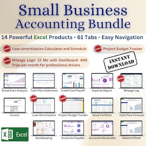 Small Business Financial Planner and Budget Tracker – Excel Income and Expense Spreadsheet, Profit and Loss, Bookkeeping Template PDF