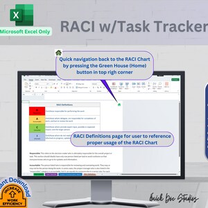 Project Management Excel Task Tracker, Raci Matrix Team Communication ...