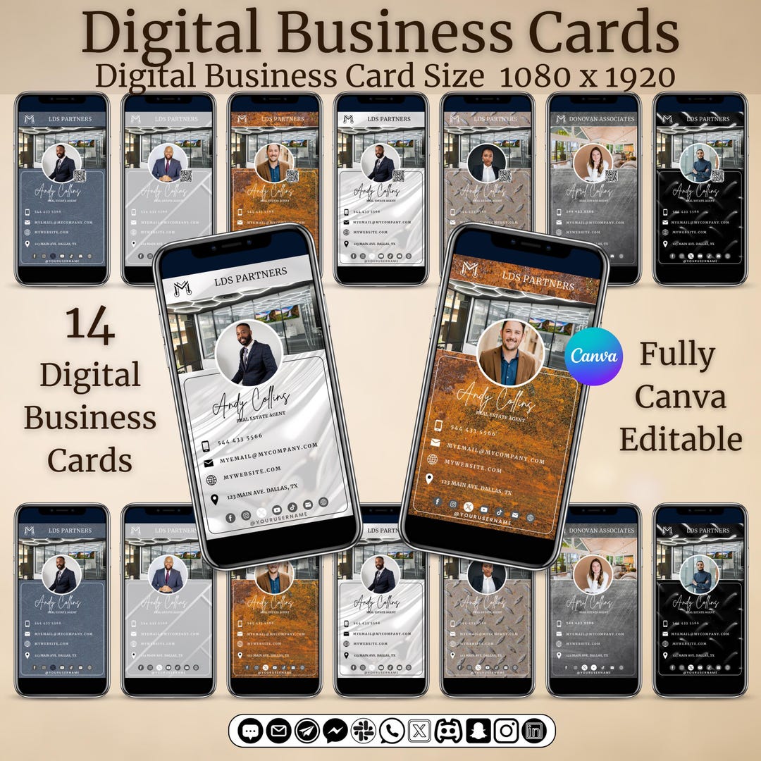 Remote Work Business Card Example Digital Business Card Template Design Professional Profile Contact ...