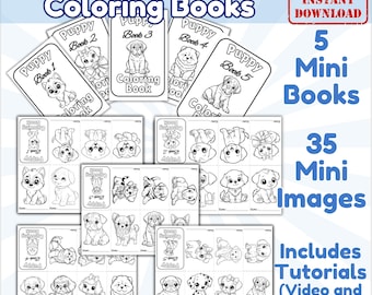 Printable Puppy Book Mini Size Dog Coloring Page Pdf Digital Download Craft Activity Kids Project Diy Fun Toddler Preschool Dog Craft Animal