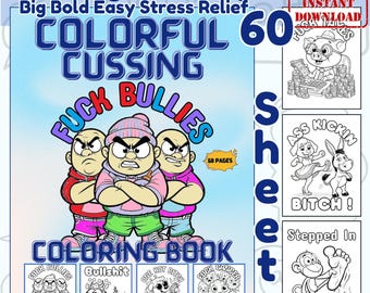 Adult Coloring Pdf Digital Download Funny Content Stress Relief Page Swear Word Printable Art Humor Book Great Gift Idea Present Anxiety