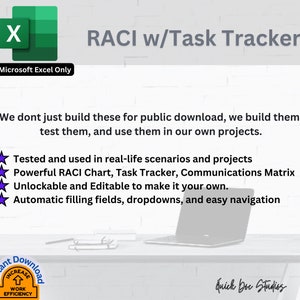 Project Management Excel Task Tracker, Raci Matrix Team Communication ...