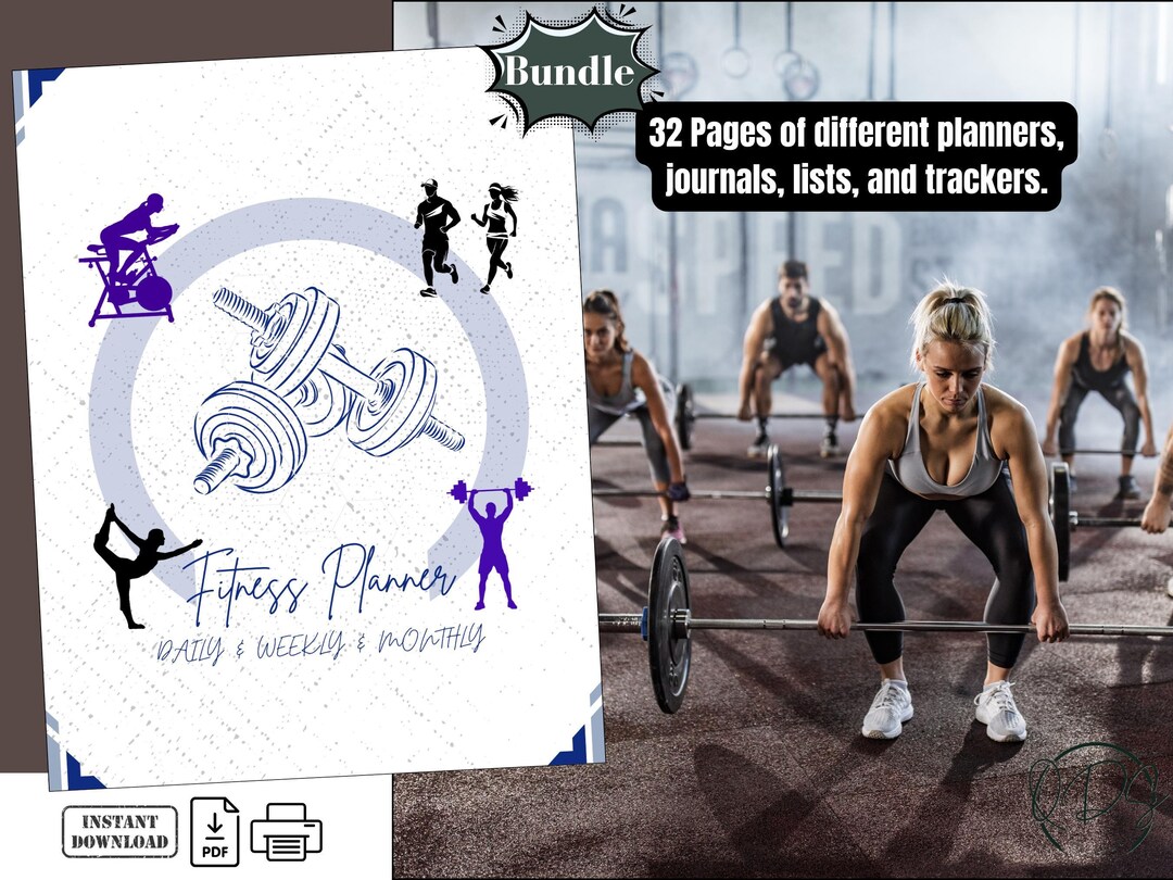 Fitness Planner Printable Workout Tracker Template Digital Journal ...