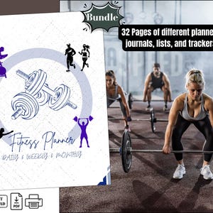 Fitness-Planer Printable Workout Tracker Vorlage Digitales Journal Abnehmen Ziel Essensplan Einkaufsliste Übungstagebuch Fortschrittsanzeige