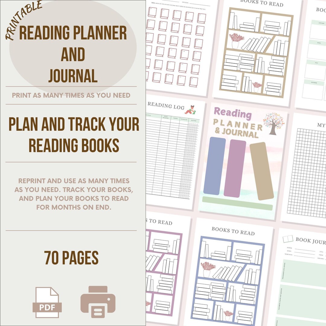 Printable Reading Journal Digital Download Book Tracker Log Template ...