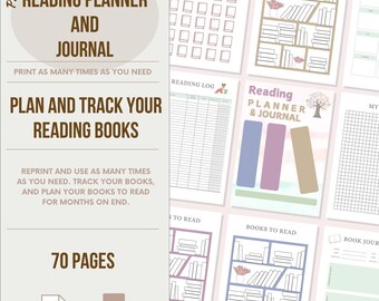 Printable Reading Journal Digital Download Book Tracker Log Template Design Literature Planner Goal System Progress Bookshelf Organizer