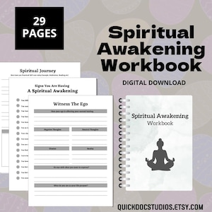 Spiritual Awakening Workbook Printable PDF | Editable Canva Template | Self-Discovery, Mindfulness & Personal Growth | Instant download
