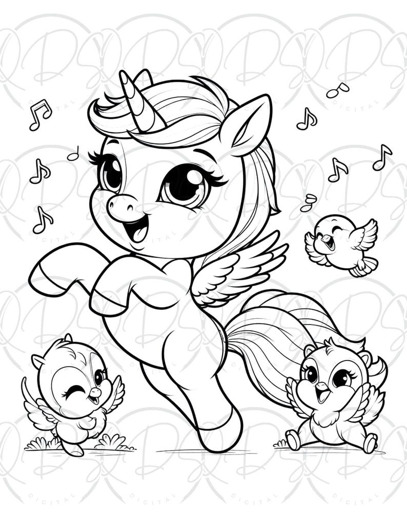 Birthday Gift Idea Unicorn Coloring Pages Printable Kawaii Design Cute Fantasy Creatures Children Activity Book Digital Download Creative Art Project Girl Party Favor Toddler Entertainment Set Magical Illustrations Collection Fun Rainy Day