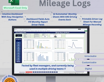 Mileage Tracking Excel Mileage Template Business Expense Tracking Workbook Digital Download Tax Deduction Log Driver Record Trip Data