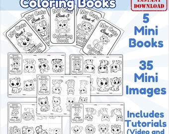 Cat Coloring Book Printable Kitty Activity Page Mini Drawing Project Digital Download Preschool Toddler Pdf Instant Diy Kid Craft Cute