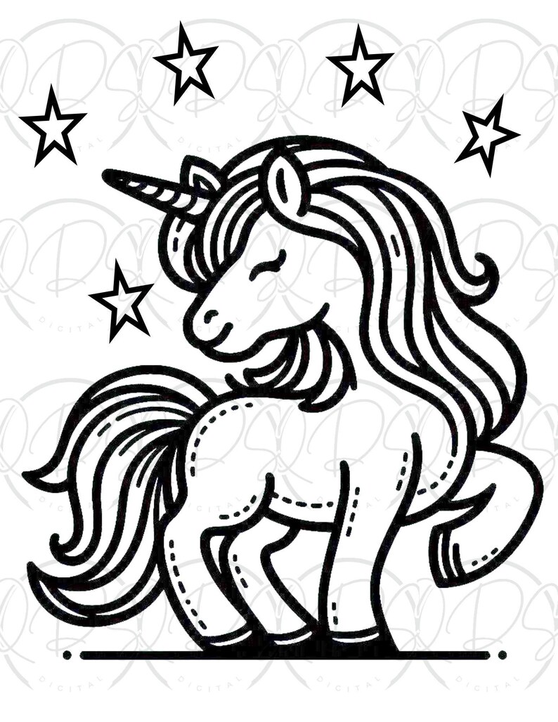 Unicorn Coloring Book Kids Activity Page Printable Kawaii Design Cute Magical Creature Fantasy Illustration Art Project Girl Birthday Gift image 6