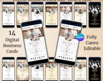 Digital Business Card Template Design Canva Professional Profile Contact Information Marketing Tool Entrepreneur Networking Virtual Editable