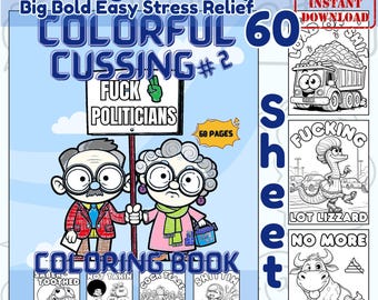 Adult Coloring Page Digital Download Swear Word Book Funny Gift Senior Activities Stress Relief Explicit Humor Cuss Entertainment Birthday