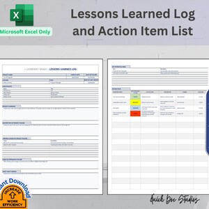 Project Management Template Lessons Learned Log Excel Action Tracker ...