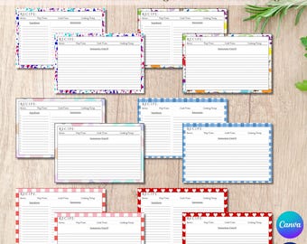 Printable Recipe Card Template Design Kitchen Printable Cooking Template Editable Canva Digital Download Family Cookbook Page Layout Gingham