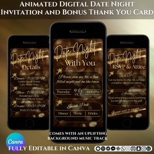 Animierte benutzerdefinierte Canva-Einladung, personalisierter digitaler Download & Canva Edit Date Night-Einladungsvorlage