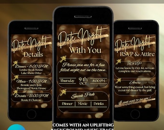 Animierte Date Night Einladung: Bearbeitbare Canva Vorlage (Digitaler Download)