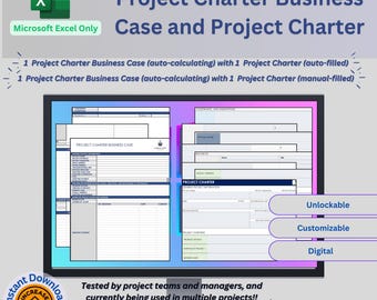 Project Charter Template Excel Spreadsheet Management Tool Professional Business Planning Resource Digital Tracker Organization System