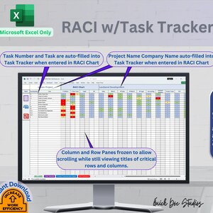 Project Management Excel Task Tracker, Raci Matrix Team Communication ...