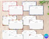 Floral Recipe Card Template Design Printable Download Digital File Editable Kitchen Organizer Family Cooking Botanical Illustration Elegant