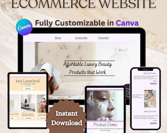 Minimalist Beauty Website Template: Editable Canva Design (Digital Download)