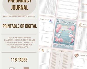 Digital Pregnancy Journal Printable Template Weekly Tracker Expectant Mom Memory Book Pdf Milestone Record Keeper Goodnotes Planner Nursery
