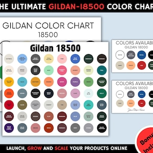 Gildan Color Chart| Handwritten Gildan 18500 Color Chart| Unisex Crewneck Sweatshirt Color Chart| Gildan Color Table| Tshirt Color Guide