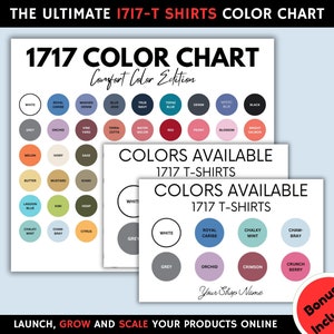 Editierbare Comfort Colors C1717 Farbkarte| Canva-Vorlage Bearbeitbare Farbkarte| Zur Verwendung mit 1717-Größentabelle und Comfort-Colors-Modellen