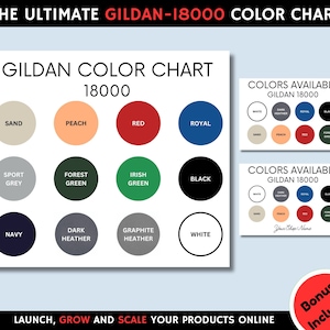 Gildan Color Chart| Handwritten Gildan 18000 Color Chart| Unisex Crewneck Sweatshirt Color Chart| Gildan Color Table| Tshirt Color Guide