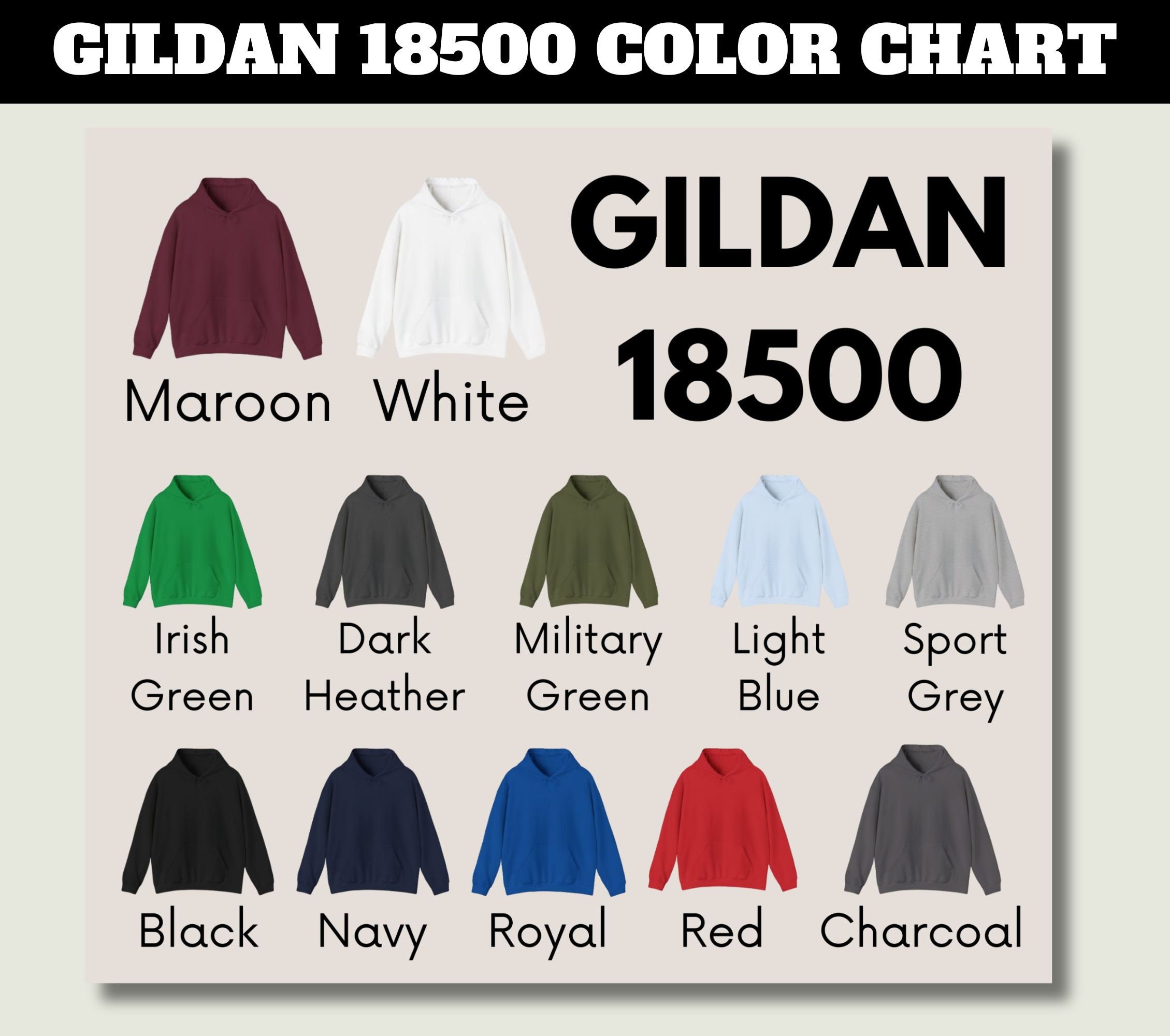 Gildan 18500 color chart hotsell