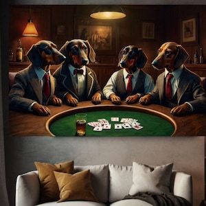 Bassotto Whiskey Bar Pub Birra Poker Casinò - Cani GIOCARE A POKER CARTE Poster