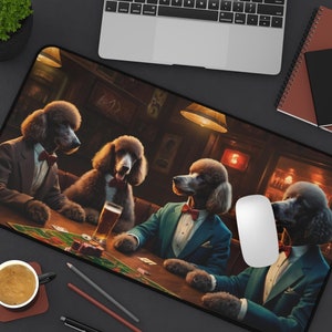 Barboncini Cioccolato - Tappetino Scrivania per Animali Domestici - Whiskey Bar Pub Birra Poker Casinò - Cani GIOCARE A CARTE DA POKER